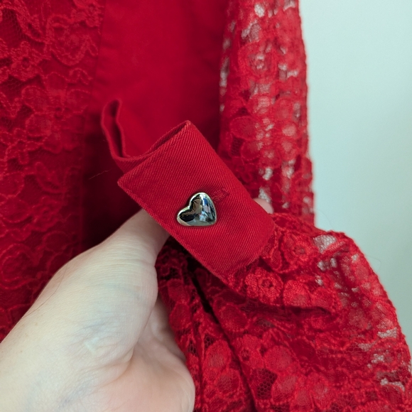 Vintage Western Heart Lace Button Up Top Cowgirl - Picture 10 of 15